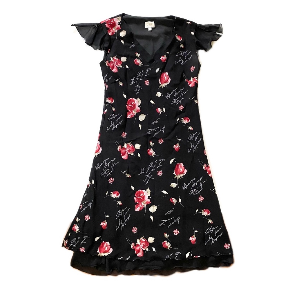 Floral Red Roses Midi Summer Dress Mediterranean Y2K Vintage Cottagecore Prairie